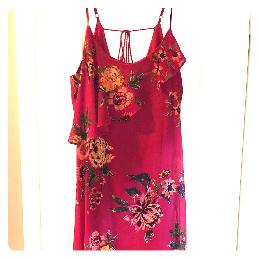 Asymmetrical Hem Floral Maxi Dress